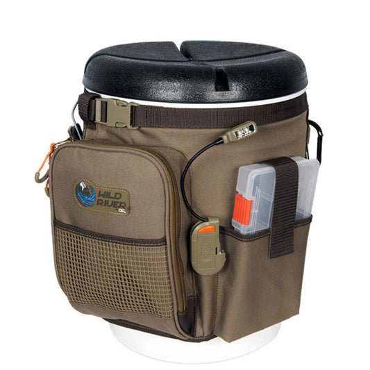 Wild River RIGGER 5 Gallon Bucket Organizer w/Lights, Plier Holder & Lanyard, 2 PT3500 Trays & Bucket w/Seat - Reel Draggin' Tackle