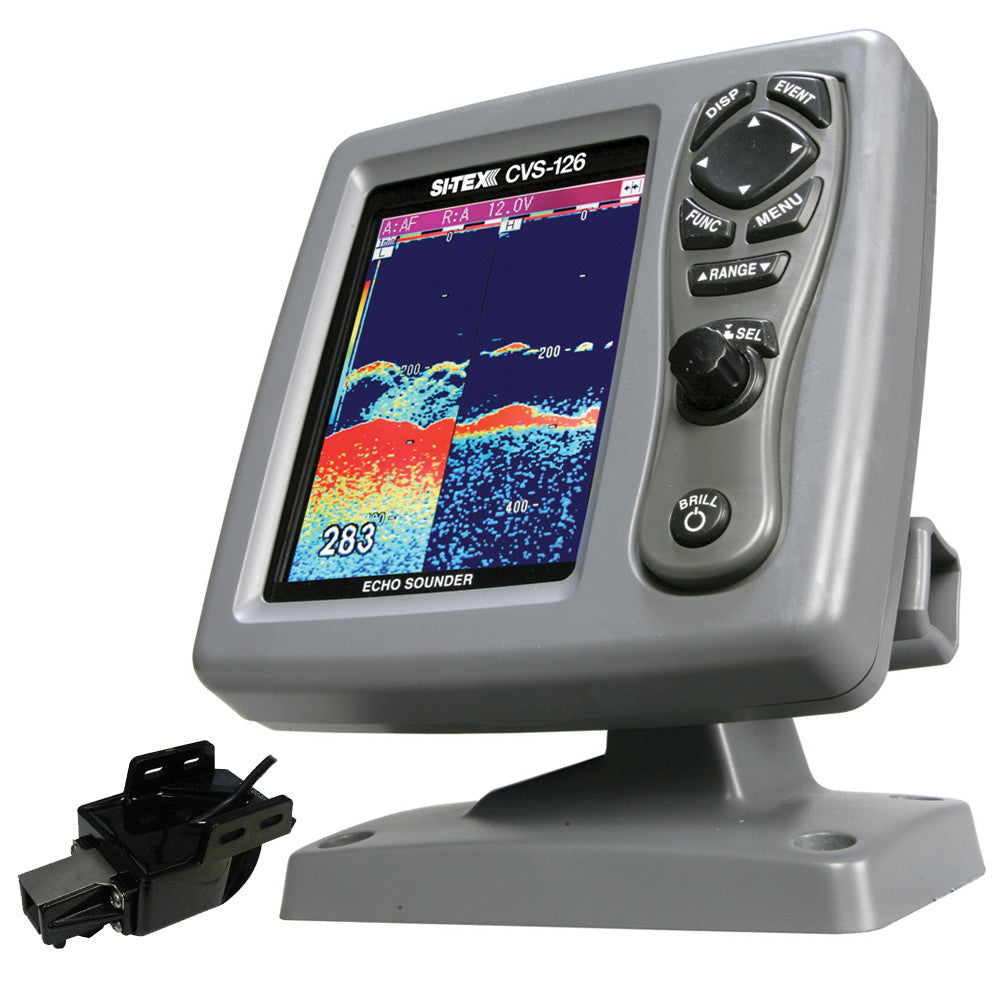 SI-TEX CVS-126 Dual Frequency Color Echo Sounder w/Transom Mount Triducer 250/50/200ST-CX - Reel Draggin' Tackle