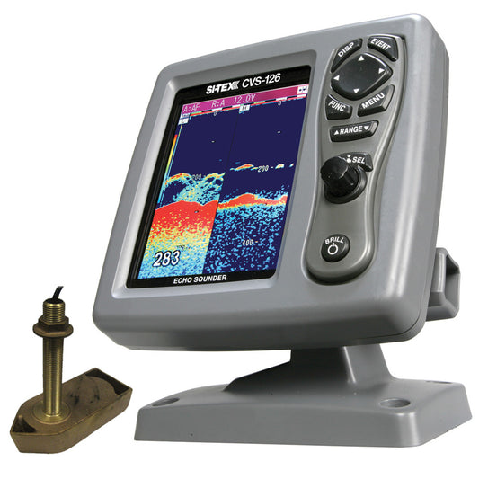SI-TEX CVS-126 Dual Frequency Color Echo Sounder w/600kW Thru-Hull Tranducer 307/50/200T-CX - Reel Draggin' Tackle
