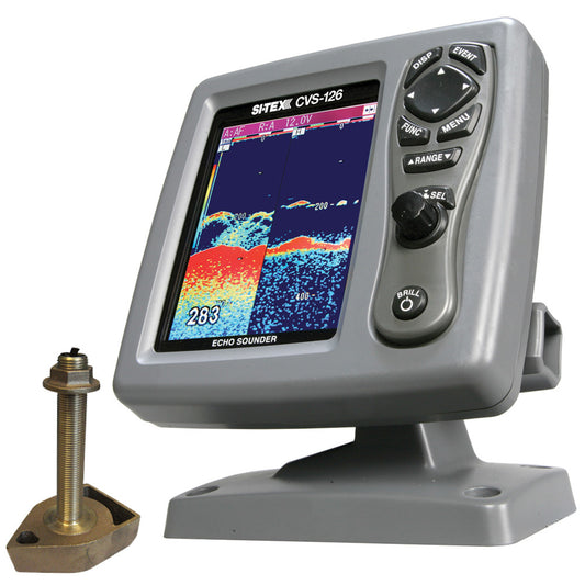 SI-TEX CVS-126 Dual Frequency Color Echo Sounder w/600kW Thru-Hull Transducer 1700/50/200T-CX - Reel Draggin' Tackle
