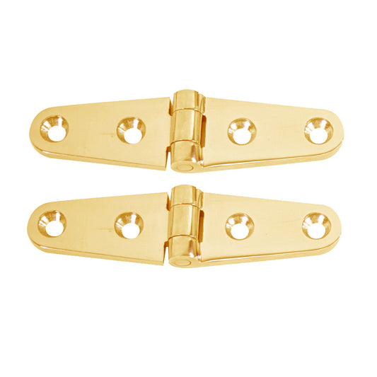 Whitecap Strap Hinge - Polished Brass - 4" x 1" - Pair - Reel Draggin' Tackle