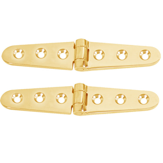 Whitecap Strap Hinge - Polished Brass - 6" x 1-1/8" - Pair - Reel Draggin' Tackle