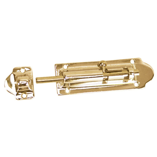 Whitecap Barrel Bolt - Polished Brass - 4" - Reel Draggin' Tackle