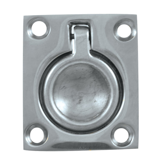 Whitecap Flush Pull Ring - CP/Brass - 1-1/2" x 1-3/4" - Reel Draggin' Tackle
