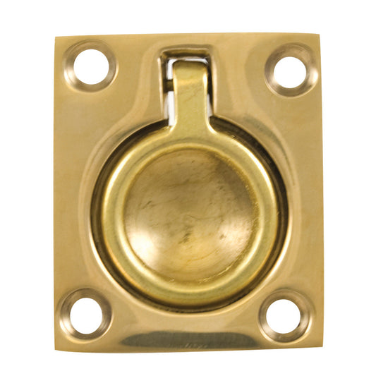 Whitecap Flush Pull Ring - Polished Brass - 1-1/2" x 1-3/4" - Reel Draggin' Tackle