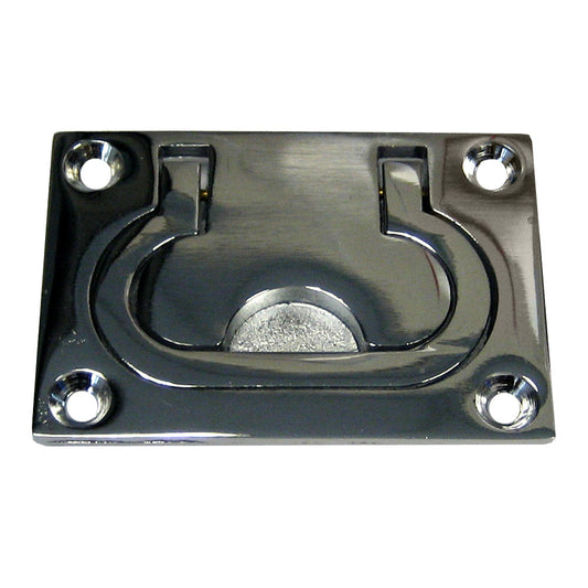 Whitecap Flush Pull Ring - CP/Brass - 3" x 2" - Reel Draggin' Tackle - 1