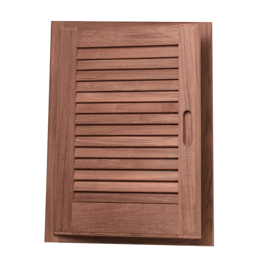 Whitecap Teak Louvered Door & Frame - Left Hand - 15" x 20" - Reel Draggin' Tackle