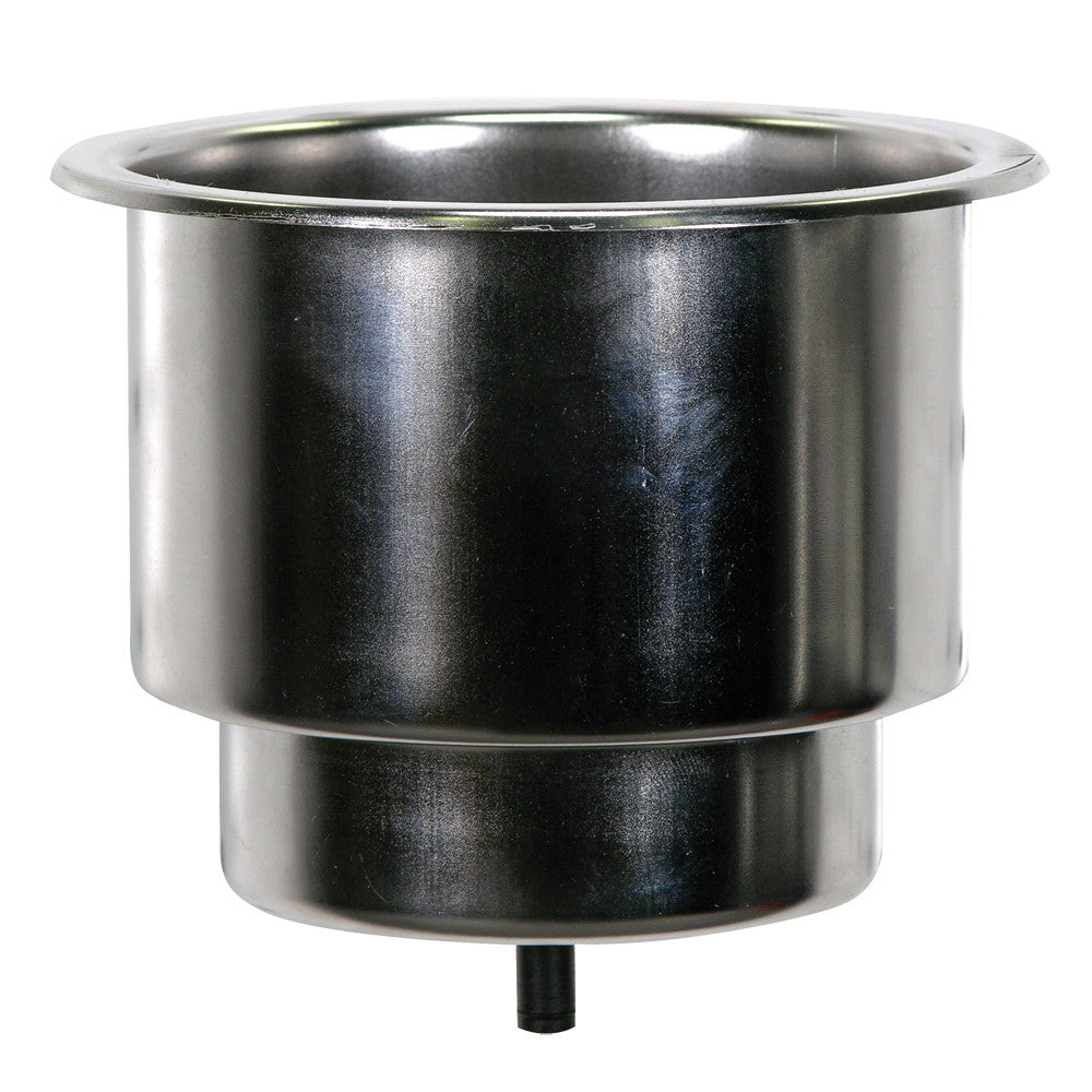 Whitecap Flush Cupholder w/Drain - 302 Stainless Steel - Reel Draggin' Tackle
