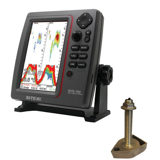 SI-TEX SVS-760 Dual Frequency Sounder 600W Kit w/Bronze Thru-Hull Temp Transducer - 1700/50/200T-CX - Reel Draggin' Tackle
