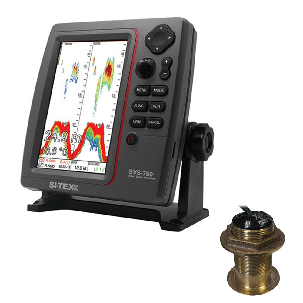 SI-TEX SVS-760 Dual Frequency Sounder 600W Kit w/Bronze 20 Degree Transducer - Reel Draggin' Tackle