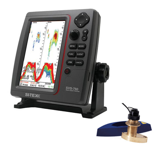 SI-TEX SVS-760 Dual Frequency Sounder 600W Kit w/Bronze Thru-Hull Speed & Temp Transducer - Reel Draggin' Tackle