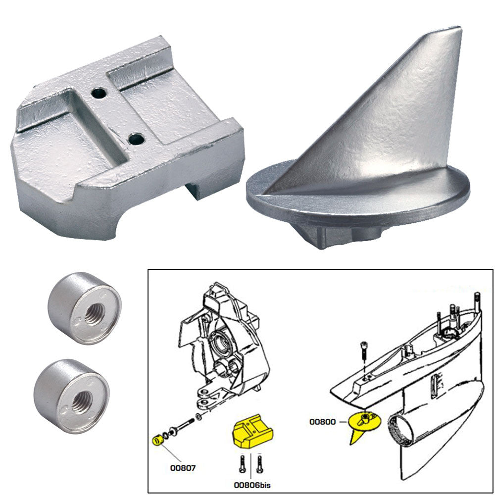 Tecnoseal Anode Kit w/Hardware - Mercury Alpha 1 Gen 1 - Aluminum - Reel Draggin' Tackle