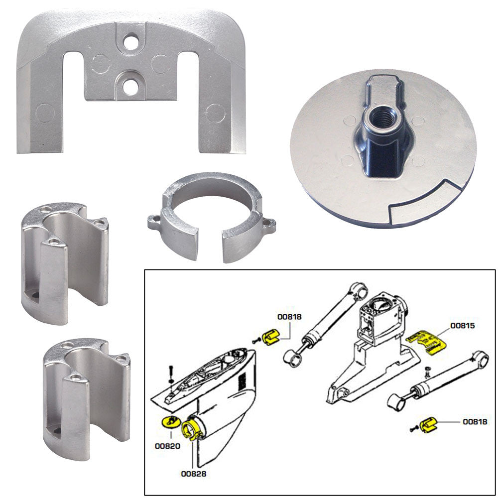 Tecnoseal Anode Kit w/Hardware - Mercury Bravo 1 - Aluminum - Reel Draggin' Tackle