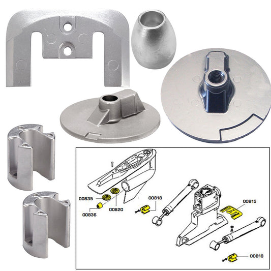 Tecnoseal Anode Kit w/Hardware - Mercury Bravo 3 2004 - Aluminum - Reel Draggin' Tackle
