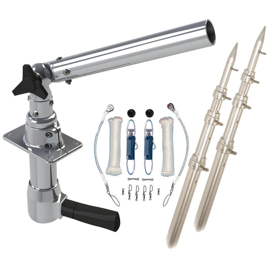 Rupp Revolution Top Gun Package w/18' Poles & Complete Single Line Rigging Kit w/Klickers Release Clips - Reel Draggin' Tackle