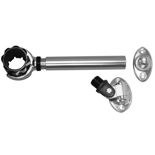 Rupp Threaded Antenna Support w/6" Flat Mount, Oval 4-Way Base & 1.5" Collar - Reel Draggin' Tackle