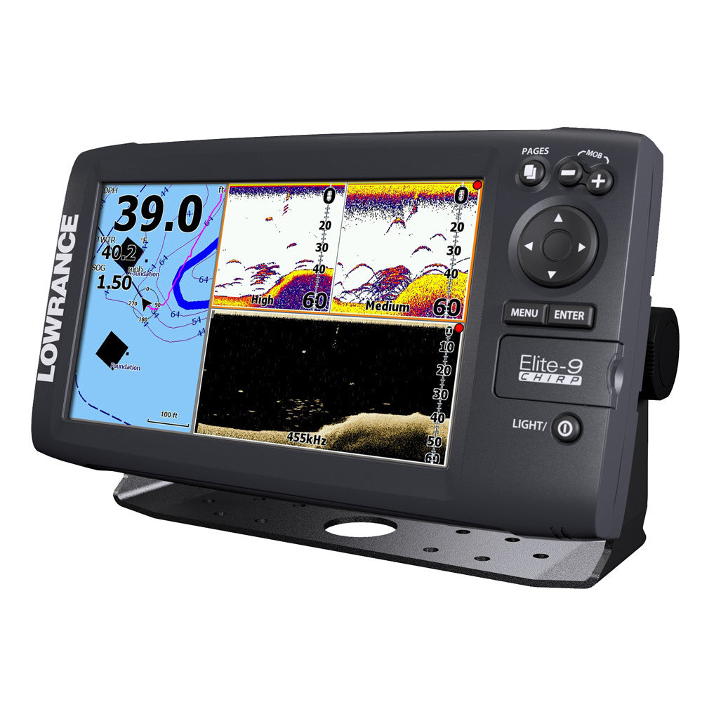 Lowrance Elite-9 Chirp Combo with 50/200 455/800 Transom Mount Transducer - Reel Draggin' Tackle