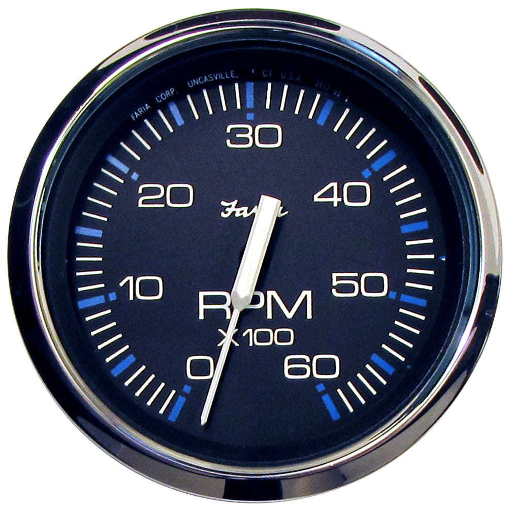 Faria Chesapeake Black SS 4&#34; Tachometer - 6,000 RPM (Gas - Inboard & I/O) - Reel Draggin' Tackle