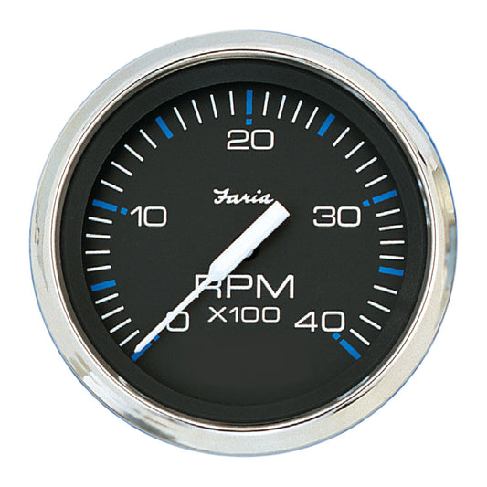 Faria Chesapeake Black SS 4" Tachometer - 4,000 RPM (Diesel - Mechanical Takeoff & Var Ratio Alt) - Reel Draggin' Tackle