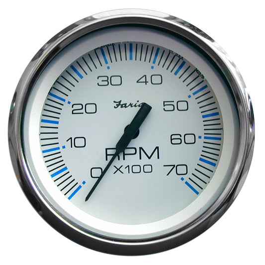 Faria Chesapeake White SS 4" Tachometer - 7,000 RPM (Gas - All Outboards) - Reel Draggin' Tackle