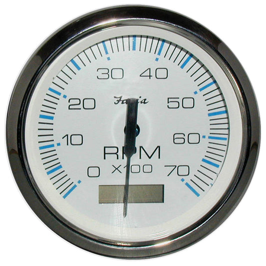 Faria Chesapeake White SS 4" Tachometer w/Hourmeter - 7,000 RPM (Gas - Outboard) - Reel Draggin' Tackle