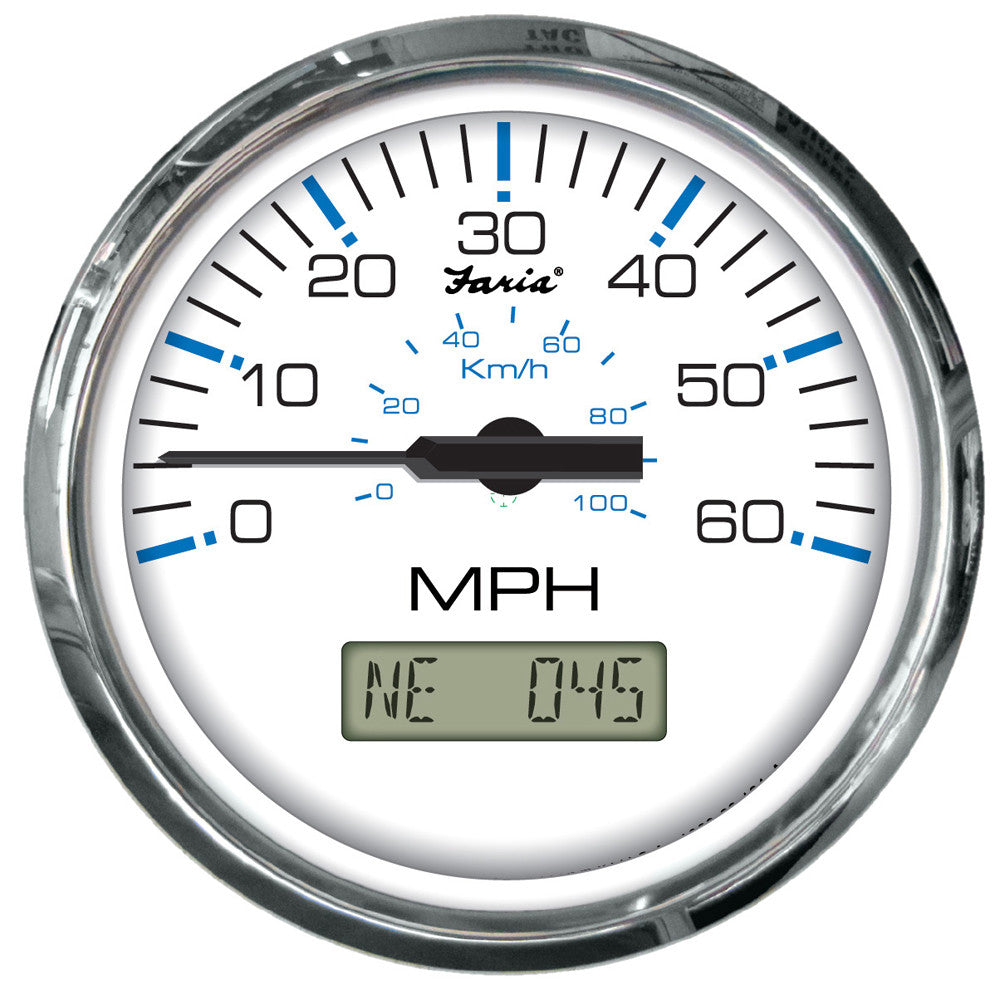 Faria Chesapeake White SS 4&#34; Speedometer - 60MPH (GPS) - Reel Draggin' Tackle