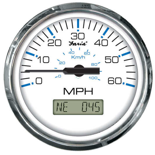 Faria Chesapeake White SS 4" Speedometer - 60MPH (GPS) - Reel Draggin' Tackle