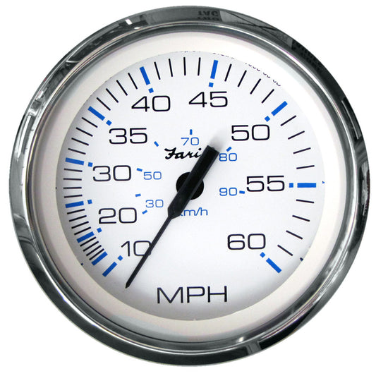 Faria Chesapeake White SS 4" Speedometer - 60MPH (Mechanical) - Reel Draggin' Tackle