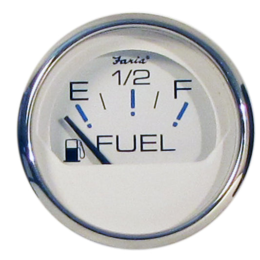Faria Chesapeake White SS 2" Fuel Level Gauge (E-1/2-F) - Reel Draggin' Tackle