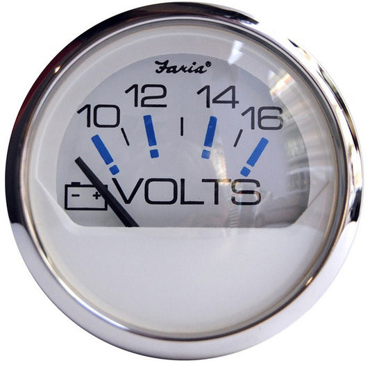 Faria Chesapeake White SS 2" Voltmeter (10-16 VDC) - Reel Draggin' Tackle