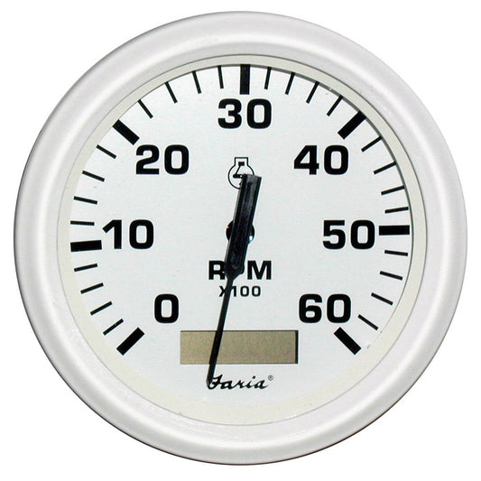 Faria Dress White 4" Tachometer w/Hourmeter - 6,000 RPM (Gas - Inboard) - Reel Draggin' Tackle