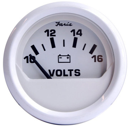 Faria Dress White 2" Voltmeter (10-16 VDC) - Reel Draggin' Tackle
