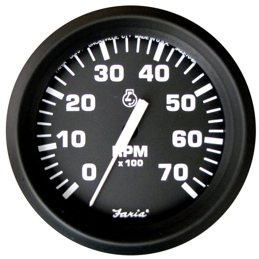 Faria Euro Black 4" Tachometer - 7,000 RPM (Gas - All Outboard) - Reel Draggin' Tackle