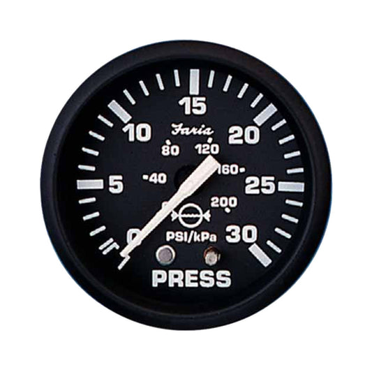 Faria Euro Black 2" Water Pressure Gauge Kit - 30 PSI - Reel Draggin' Tackle