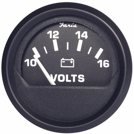 Faria Euro Black 2" Voltmeter (10-16 VDC) - Reel Draggin' Tackle