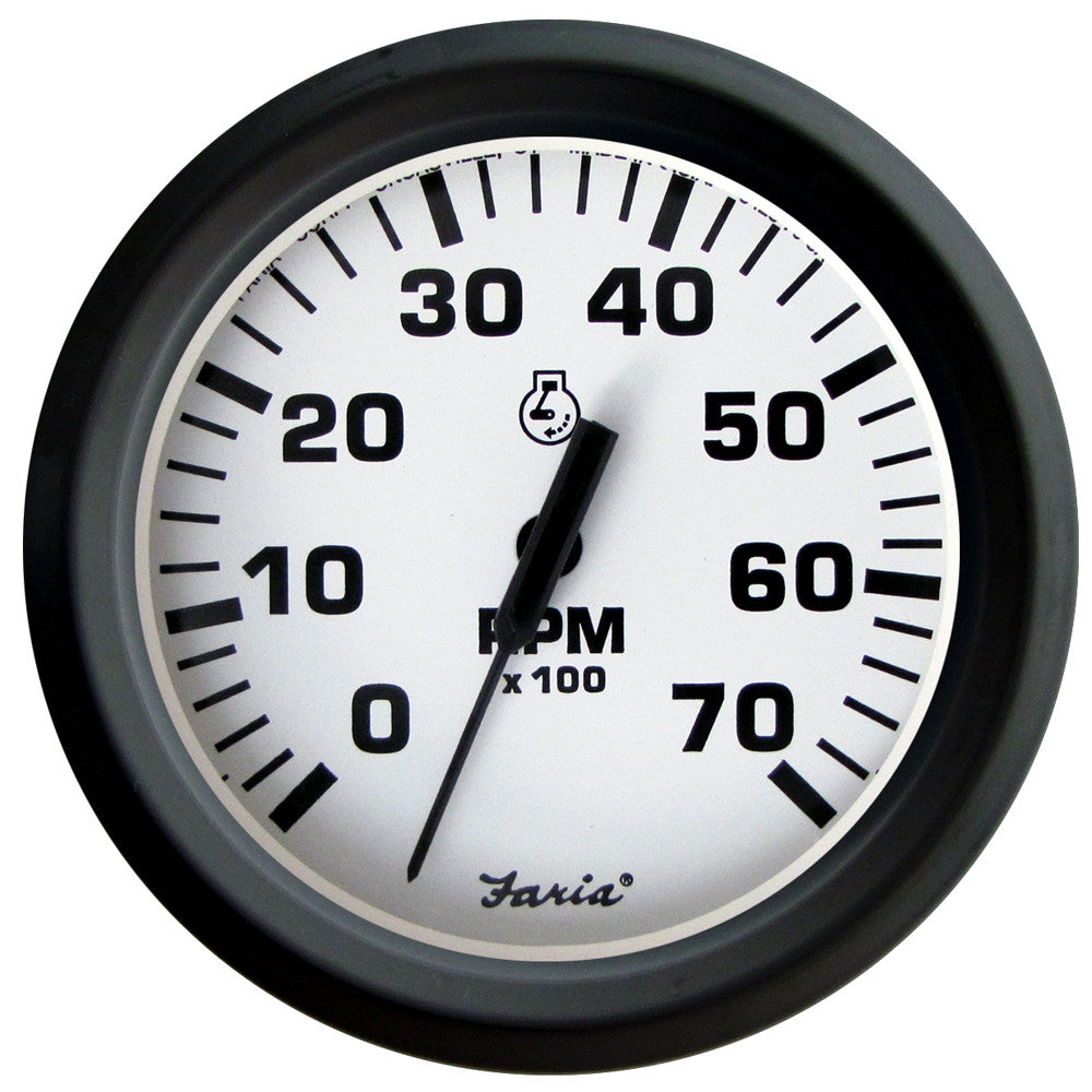 Faria Euro White 4&#34; Tachometer - 7,000 RPM (Gass - All Outboards) - Reel Draggin' Tackle
