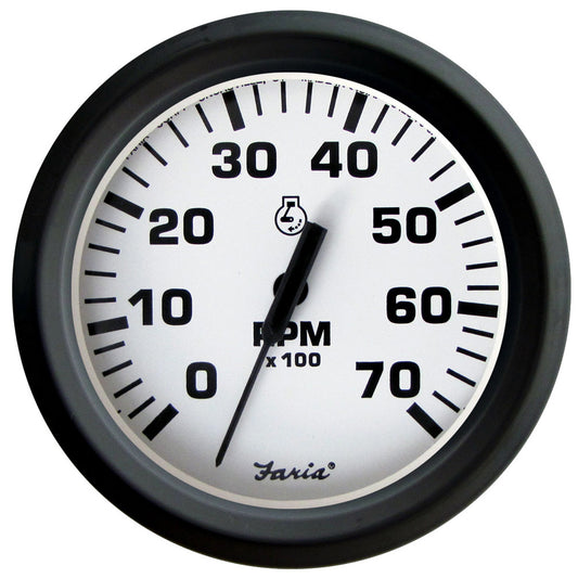 Faria Euro White 4" Tachometer - 7,000 RPM (Gass - All Outboards) - Reel Draggin' Tackle