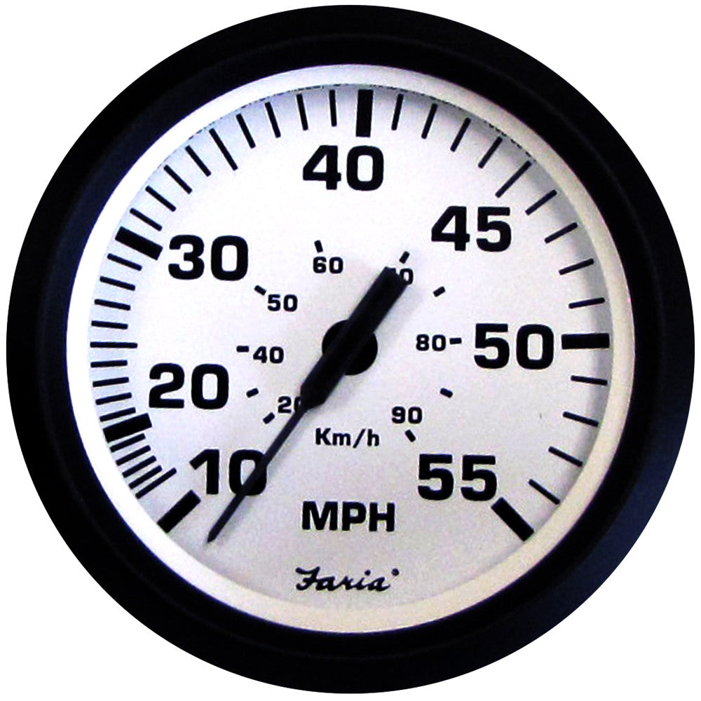 Faria Euro White 4&#34; Speedometer - 55MPH (Mechanical) - Reel Draggin' Tackle