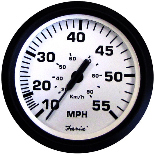 Faria Euro White 4" Speedometer - 55MPH (Mechanical) - Reel Draggin' Tackle