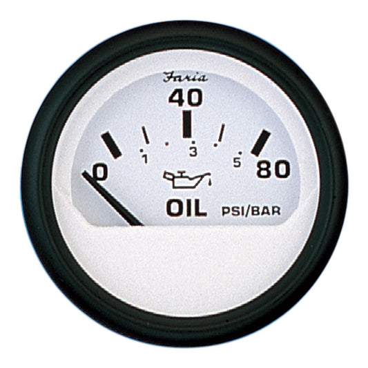 Faria Euro White 2" Oil Pressure Gauge - 80PSI - Reel Draggin' Tackle