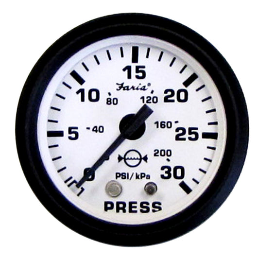 Faria Euro White 2" Water Pressure Gauge Kit - 30 PSI - Reel Draggin' Tackle