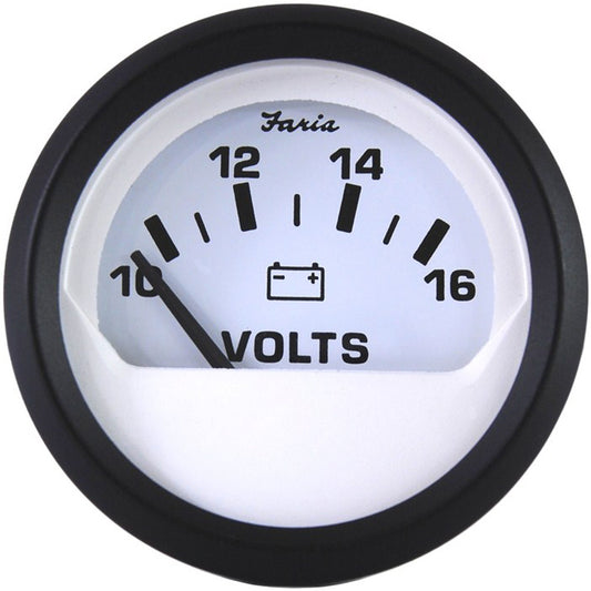 Faria Euro White 2" Voltmeter (10-16 VDC) - Reel Draggin' Tackle