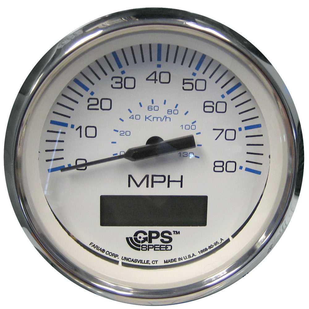 Faria Chesapeake White SS 4&#34; Speedometer - 80MPH (GPS) - Reel Draggin' Tackle