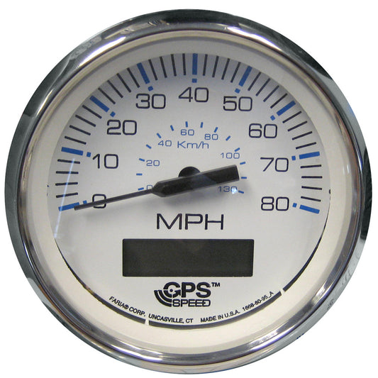 Faria Chesapeake White SS 4" Speedometer - 80MPH (GPS) - Reel Draggin' Tackle