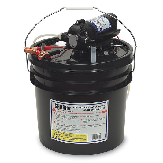 SHURFLO Oil Change Pump w/3.5 Gallon Bucket - 12 VDC, 1.5 GPM - Reel Draggin' Tackle