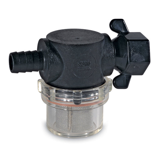 SHURFLO Swivel Nut Strainer - 1/2" Barb Inlet - Clear Bowl - Reel Draggin' Tackle