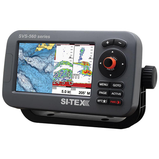 SI-TEX SVS-560CF-E Chartplotter - 5" Color Screen w/External GPS & Navionics+ Flexible Coverage - Reel Draggin' Tackle