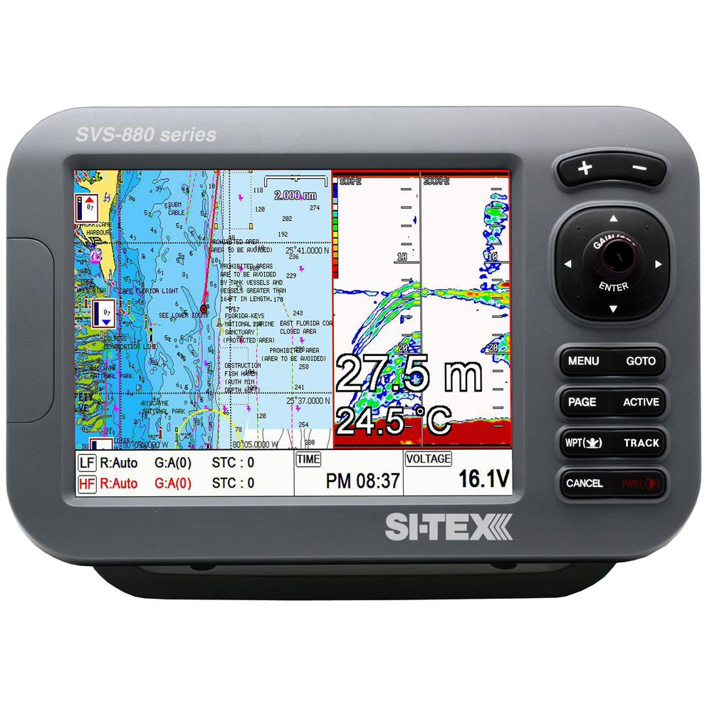 SI-TEX SVS-880CF 8" Chartplotter/Sounder Combo w/Internal GPS Antenna & Navionics+ Flexible Coverage Chart Card - Reel Draggin' Tackle