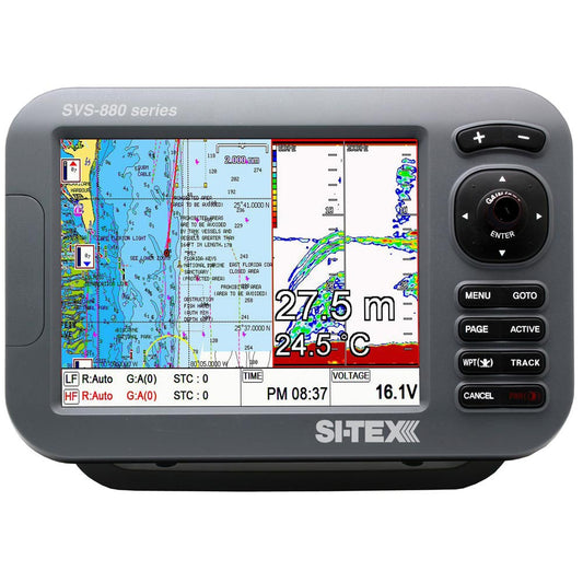 SI-TEX SVS-880CF 8" Chartplotter/Sounder Combo w/Internal GPS Antenna & Navionics+ Flexible Coverage Chart Card - Reel Draggin' Tackle