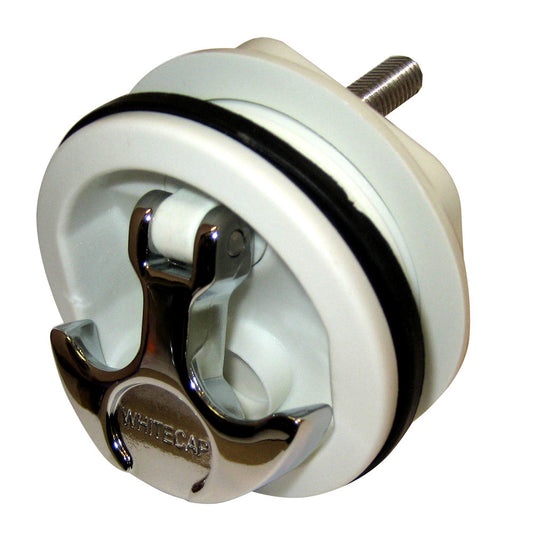 Whitecap T-Handle Latch - Chrome Plated Zamac/White Nylon - No Lock - Freshwater Use Only - Reel Draggin' Tackle